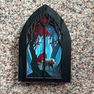 Bookish box fantasy window Enchanted Forest Wolf Wall Art - Black and Blue
